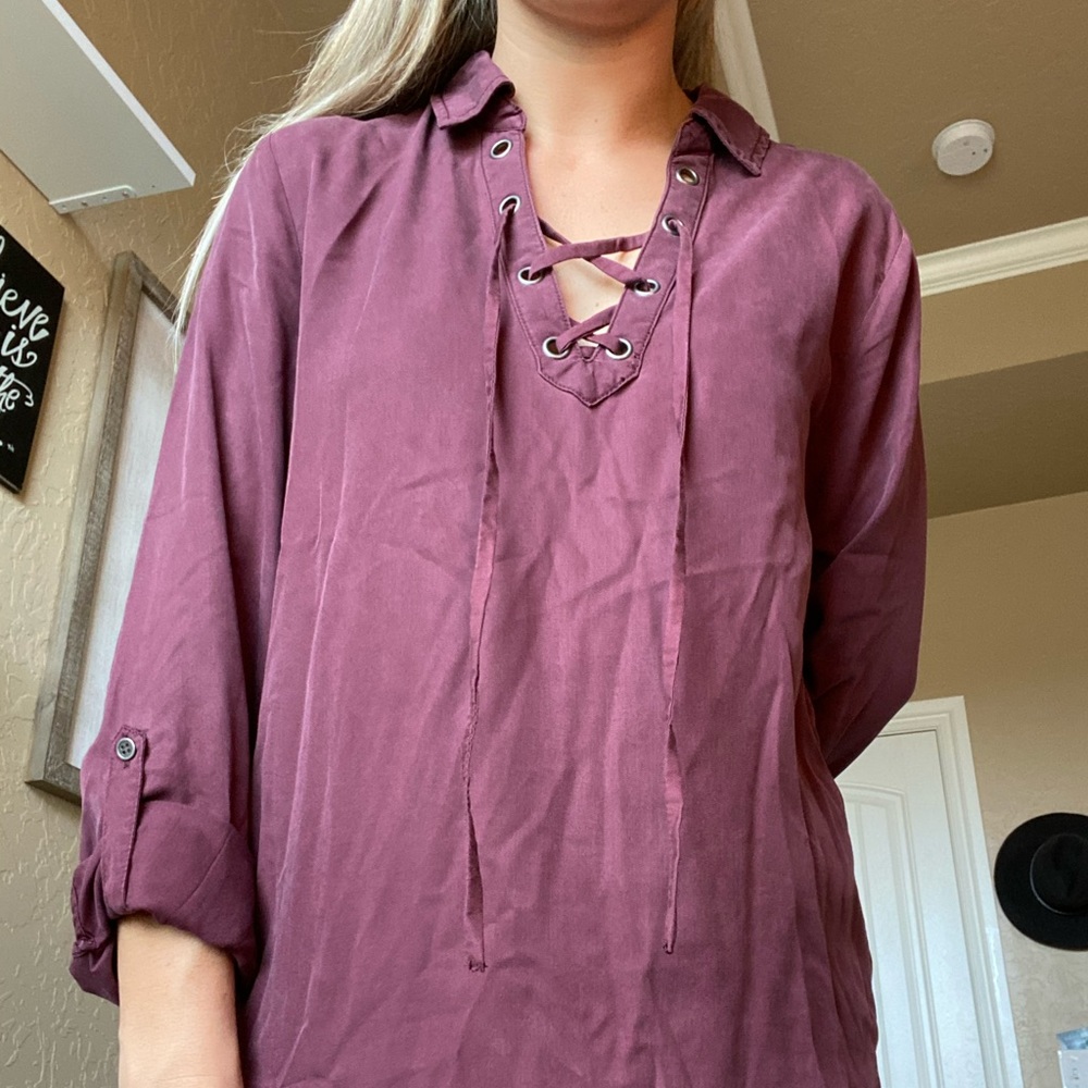 Crimson Criss Cross Blouse